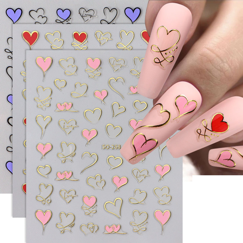 3 pz Y2K Oro Onda Linea Cuore  - Nail Art Valentine recensione e prezzo